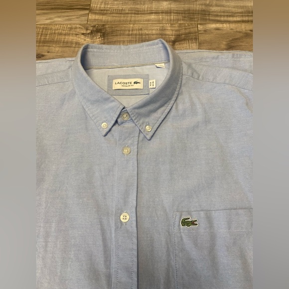 Lacoste Other - Lacoste Button Down Men's 46 Size XXL Blue Oxford Dress Shirt Long Sleeve Cotton